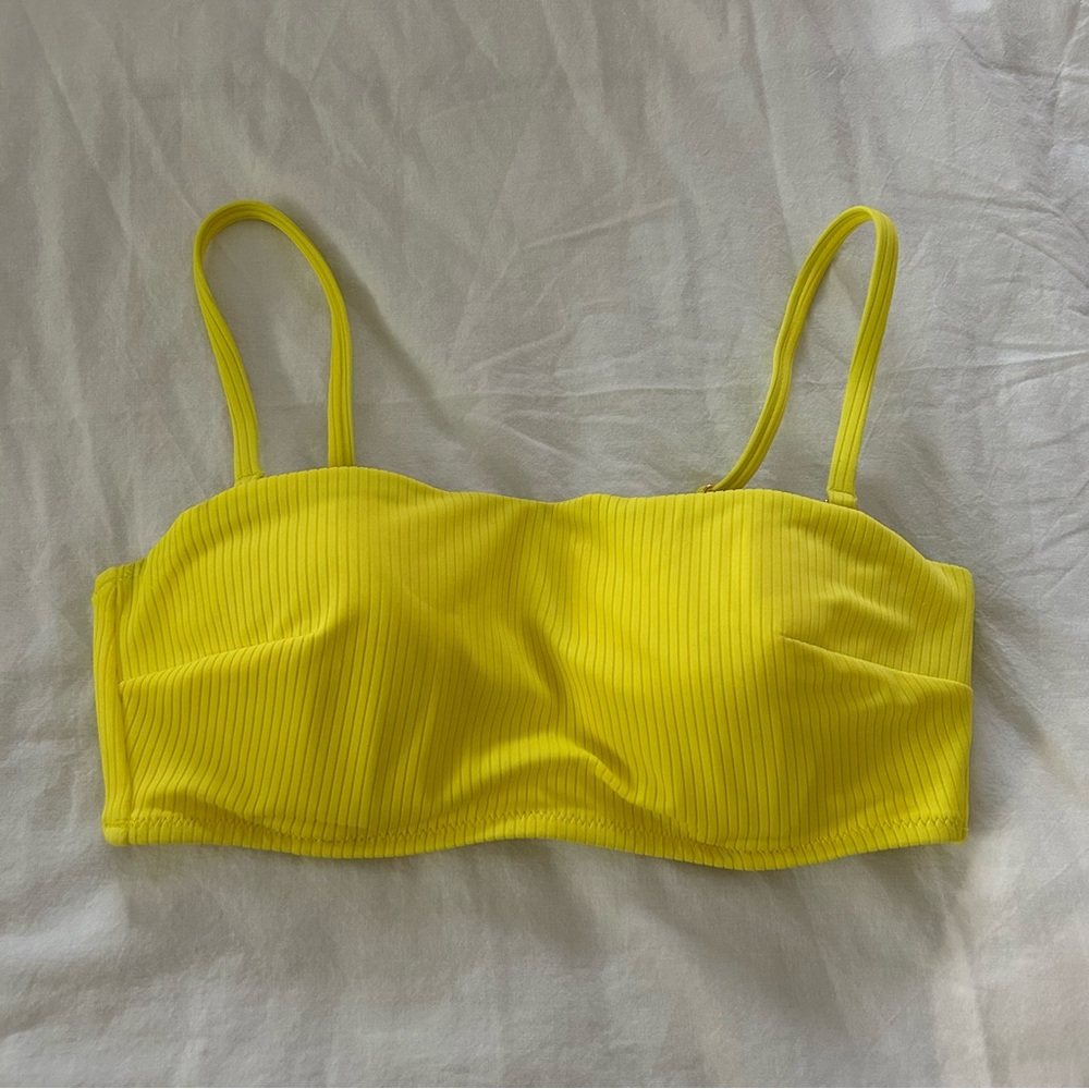 Yellow Ribbed bikini Top size 34C
